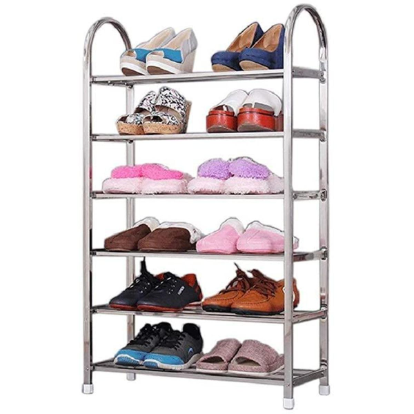6 Layers Stainless Steel Shoe Rack – Adjustable Shoe Organizer For Living Room, Bedroom, Porch, Hallway, Shoe Storage, Fashion